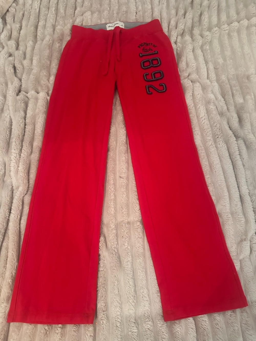 abercrombie kids Bright Red Jogger Sweatpants with 892 Patch